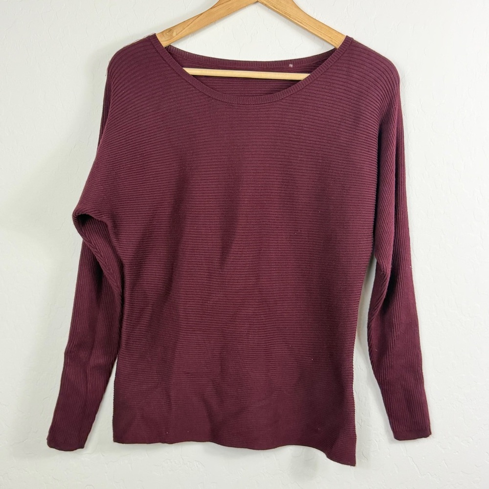 Express Ribbed Women's Burgundy‎ Long Sleeve Sweater Size Small